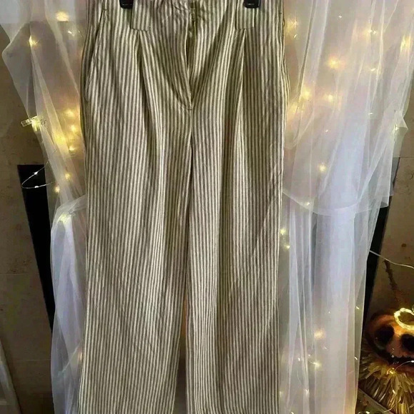Spartina Cream & Tan Striped Pants. Size 4. Hemp, Organic Cotton. - Picture 3 of 8